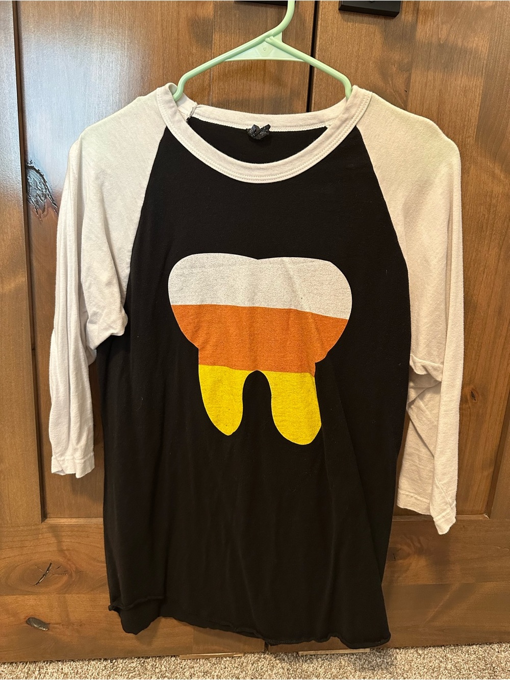 Dental Hygiene Nation Candycorn Tooth 3/4 Sleeve Shirt